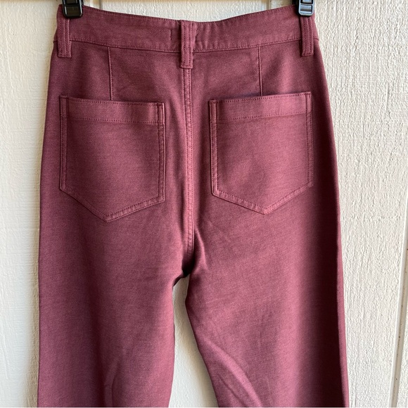 Faherty Stretch Terry Patch Pocket Pant High Rise Wide Leg Size 25 Brown Maroon - Picture 7 of 9